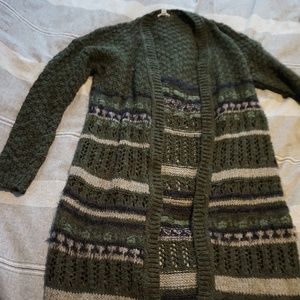 UO Ecote long crochet cardigan sweater